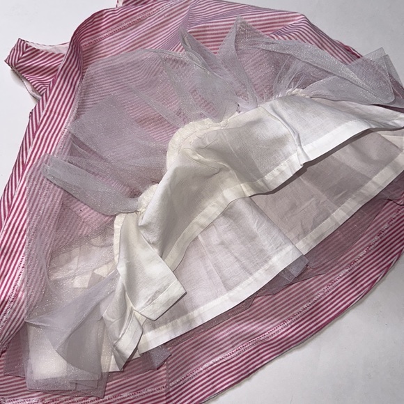 JANIE AND JACK GIRLS PINK & WHITE STRIPED FULLY LINED DRESS SZ 6-12 Months - Picture 2 of 5